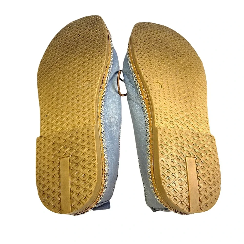 Lemon‎ 'n Lime Light Blue Buttery-soft Leather Ruched Flats EU/41; Women's/10.5